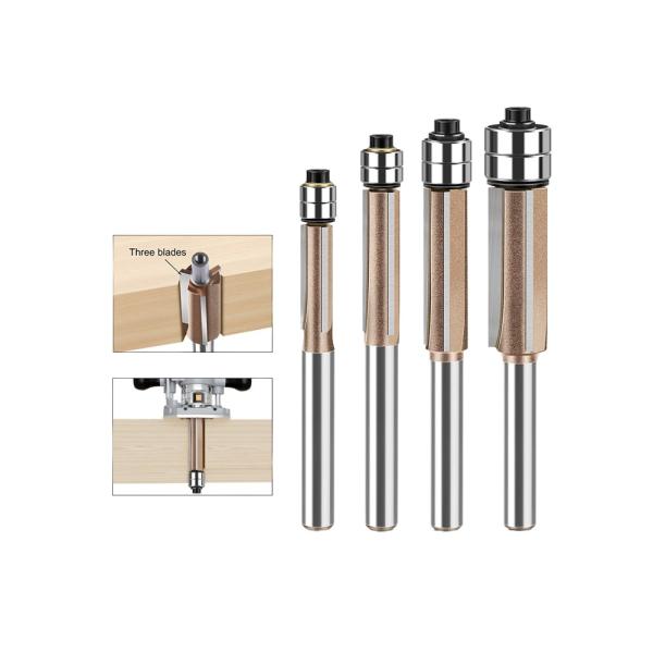 6mm 1/4 Handle Cnc End Mill Bits Double Bearing Woodworking Cutting Tools