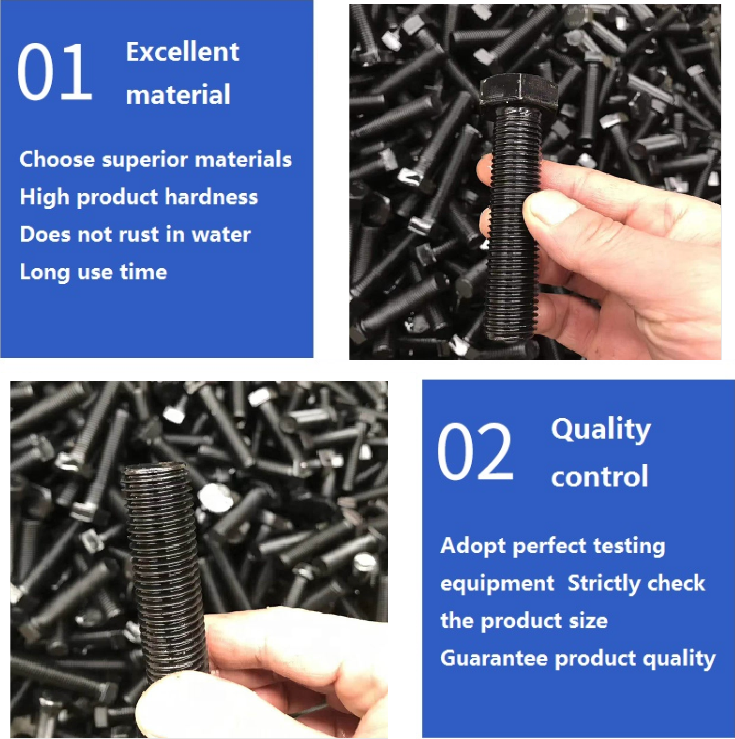 High Strength Carbon Steel Hex Bolt DIN931 DIN933 8.8 10.9 12.9 Grade with Black Finish