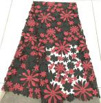 Pink 3D Flower Embroidered Mesh Lace Fabric , Sequin Beaded Lace Tulle For Dress