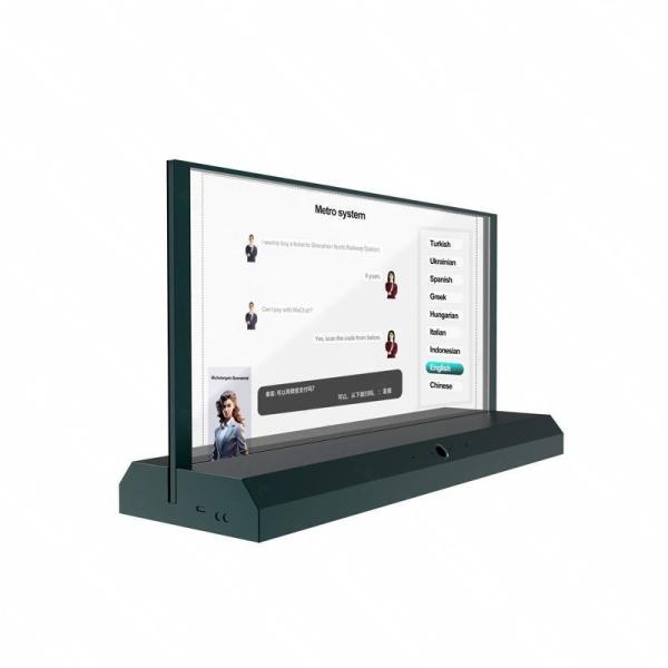 Close-up of transparent OLED display showing pixel structure