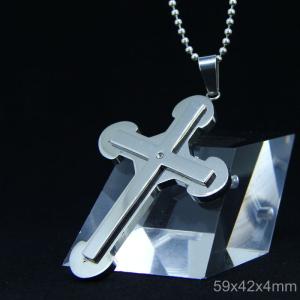 Wholesale Trendy Stainless Steel CZ Crystal Stones Inlay Cross Plus Symbol Necklace Pendant LDC164 from china suppliers