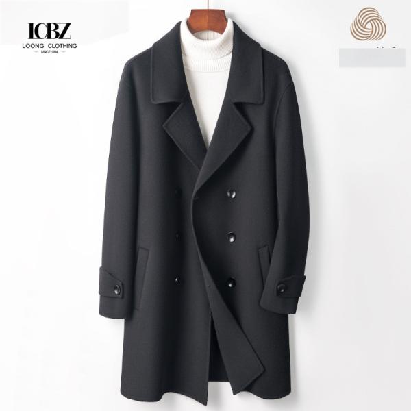 Cotton Lapel Men's Winter Coat Oversized Single Breasted Trench Jacket for Cold