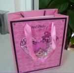 Colored Custom Printed Recycled Paper Gift Bags With Satin Ribbon Handles