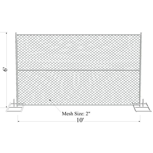 6' x 10' “Smart Kids” temporary chain link fence panels 1.625"(41.2mm) Outer Diameter zinc coated minimum 300gram/sqm
