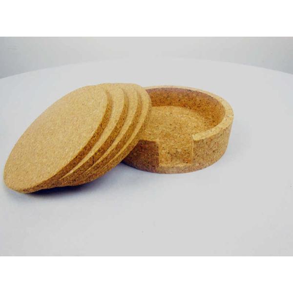 HOT SALE 4'' Round Cork Coaster Set of 4 With Holder Cork for Bar or Home Decoration