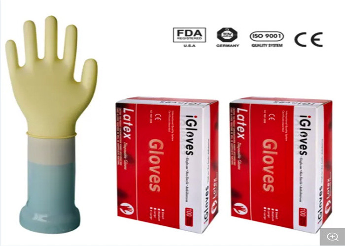 Milky White Color Disposable Medical Gloves 240mm / 9 Inch Length Low Protein Content
