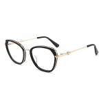 Optical Acetate And Metal Eyeglasses Slim Metal Temples Cat Eye Shape For Women