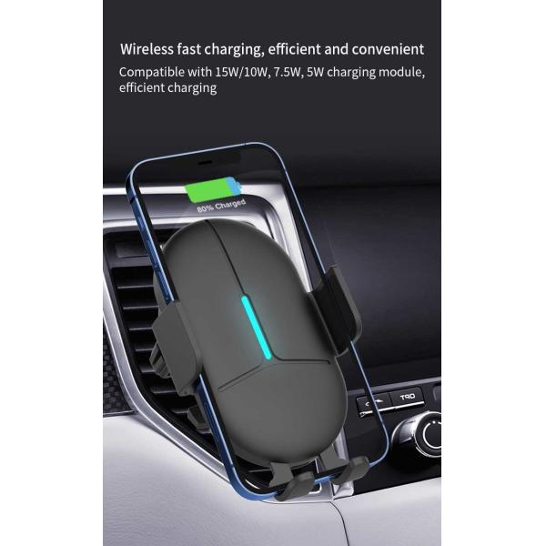 15W Fast 9V 2A Car Mount Wireless Charger Phone Stand For