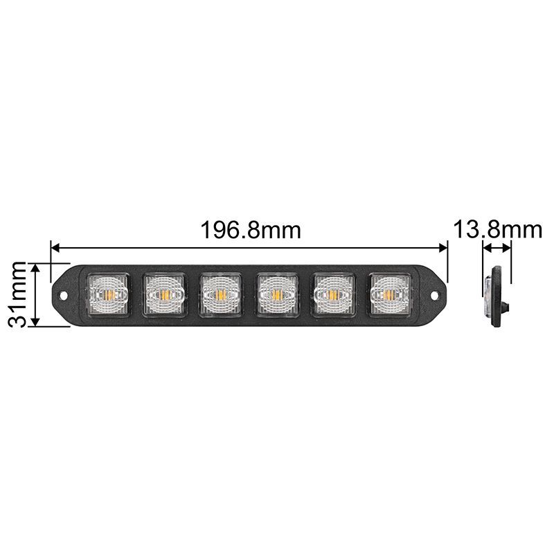 Flashing Warning Side Marker Light 6LED 18W Surface Mount Strobe Light