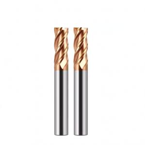 China Square Solid Carbide End Mill HRC55 Degree Bronze Color Coating 4 Flutes on sale