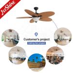 52 Inches DC Motor Tropical Style Decorative Ceiling Fan Remote Control 5 Blades