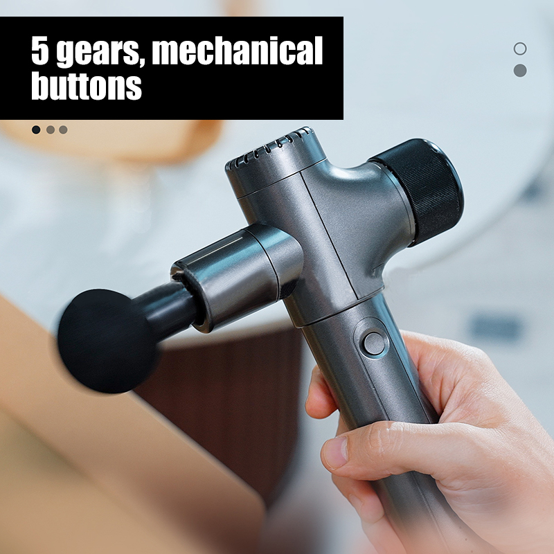Handle impact massage gun deep tissue muscle back massager handheld pain relief portable mini long handle fascia gun