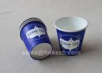 Blue & White Printed 8oz Paper Cups Single Wall For Coffee / orange