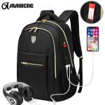 Waterproof Black Backpack With Gold Zippers , Fashion Double Zipper Backpack