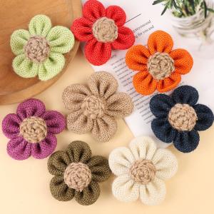 Wholesale 8cm Burlap Ribbon Flowers Diy Orange Black Jute Rope Flower from china suppliers