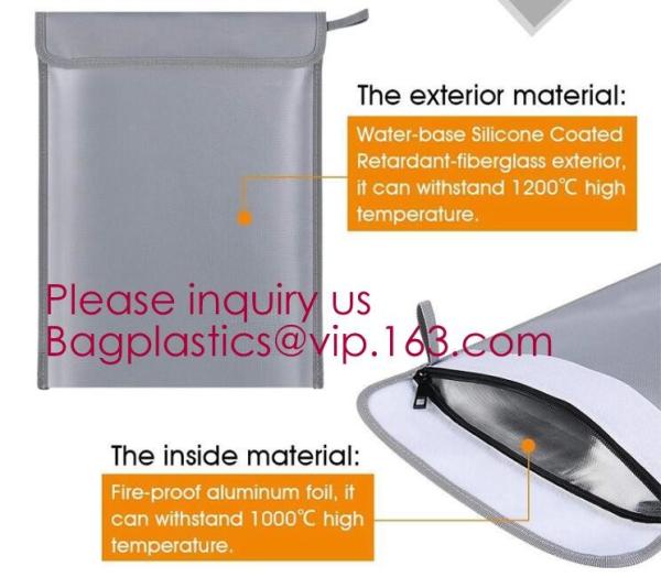 Non-Itchy silicone coated fireproof waterproof bag with zipper 15 x 11 inch