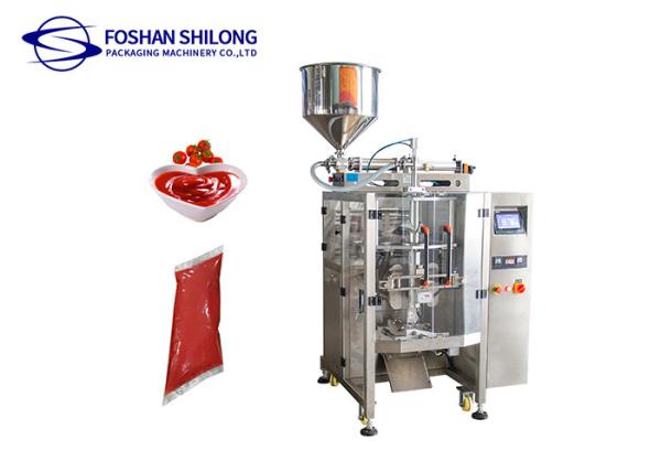 304 Ingredient Oil Liquid Automatic Pouch Filling And Sealing Machine Angled