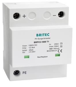 Wholesale BRPV3-1000 T1 50ka DC 1000V 12.5ka pv surge arrester solar surge protection device Photovoltaic SPDs from china suppliers