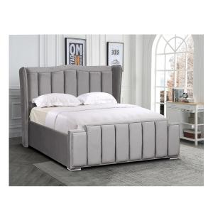 Wholesale Practical Breathable Grey Velvet Ottoman Bed , Multiscene Double Ottoman Grey Bed from china suppliers
