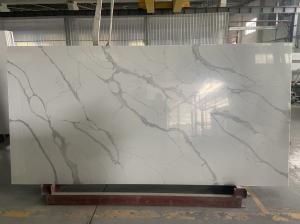 Wholesale Kitchen Calacatta Quartz Stone Slab White Background With Grey Color from china suppliers