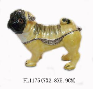 Wholesale gold plated dog with crystal charm animail trinket boxes wholesale from china suppliers