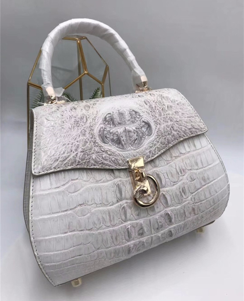 Authentic Crocodile Skin Lady Saddle Purse Genuine Alligator Leather Female Small Handbag Women Crossbody Shoulder Bag