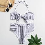 Tiered Layer Tie a Knot Front Top With Low waist Bikini swimsuit high cut