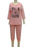 Polyester Viscose Ladies Pajama Sets Three Quarter Tops & Pants For Autumn