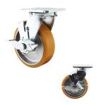 YLcaster Offers 200kg Yellow PU Wheel Aluminium Core Plate Swivel Side Brake
