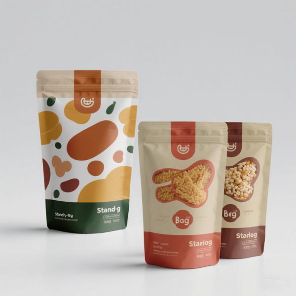 ​​Secure Lock Stand-Up Food Packaging Bags Leakproof Customizable Eco-Friendly