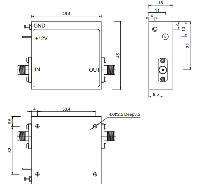 8 To 10 GHz X Band Power Amplifier P1dB 31 dBm Digital RF Amplifier