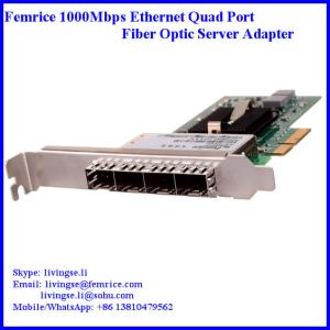 China 1Gbps Gigabit Ethernet Network Adapter Fiber Optical Network Card, SFP*4 Slots, PCI Express x4 on sale