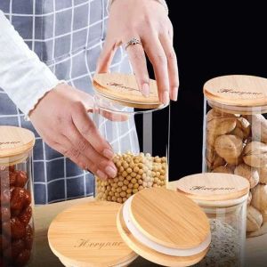 Silicon Ring Bamboo Jar Lid Storage Jar Candle Jar Bamboo Airtight Lids
