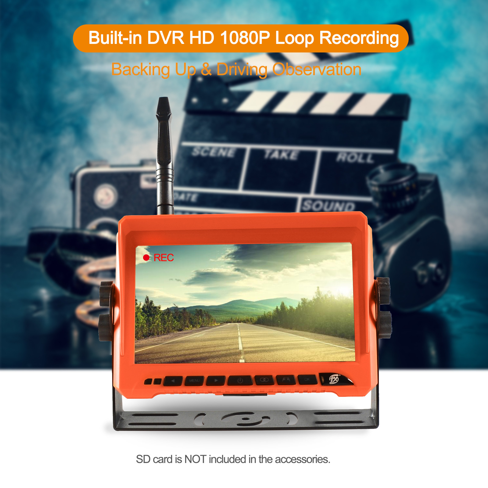 7" Screen 1650ft Truck Wireless Backup Camera Waterproof IP69K