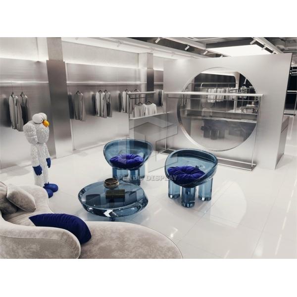 Metal Clothing Shop Display Furniture Veneered Surface