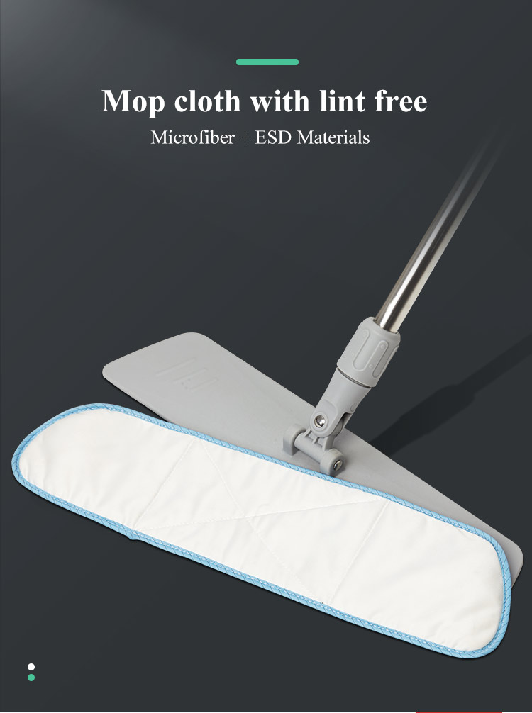 Industrial Cleanroom ESD Flat Mop with Microfiber and Stainless Steel