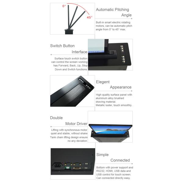 BNT Ultra Thin Design Build in 17.3 Inch Retractable Monitor Motorized Pop up Lcd Lift for Conference System