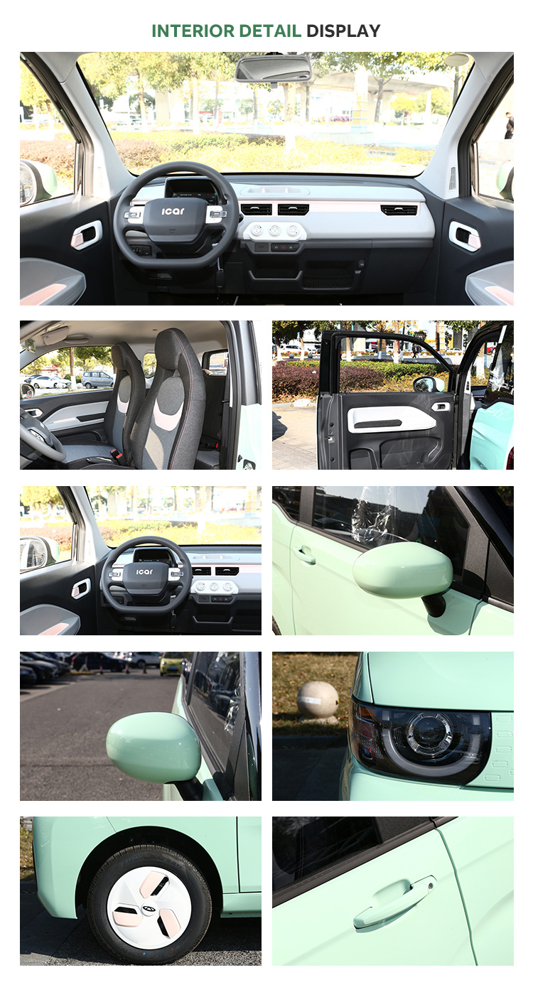 3-door Chery QQ Ice Cream Electric Passenger Vehicle with 20kw Power and 85N.m Torque