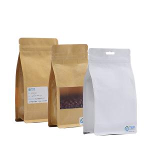 Wholesale 250G Doypack White Kraft Paper Coffee Bags Flat Bottom Kraft Coffee Bags With Window from china suppliers