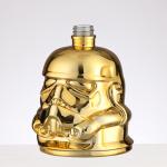 Top Collar Material Glass Gold Plated Human Face Shape Bottle for Brandy Tequila