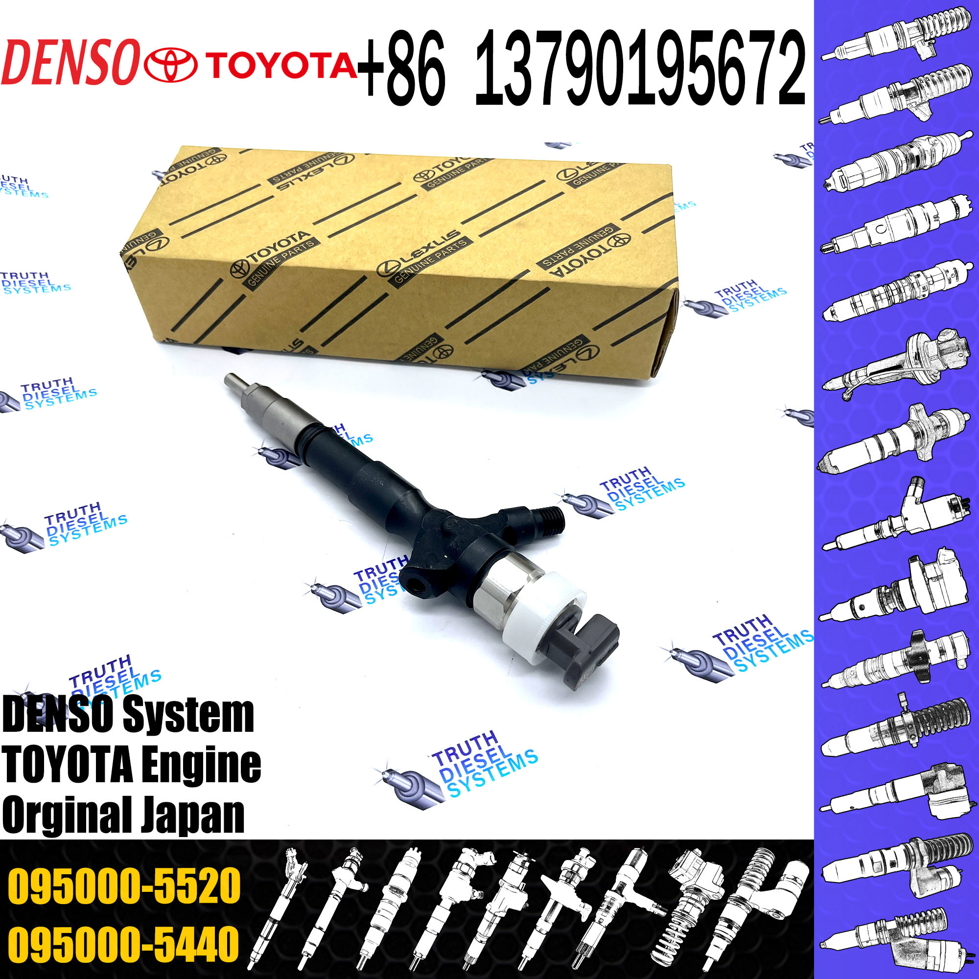 High Quality diesel fuel injector 095000-5520 For TOYOTA HILUX 2KD-FTV 23670-0L010