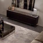 0.45x0.65m Sliding Door TV Cabinet Stainless Steel Marble Top