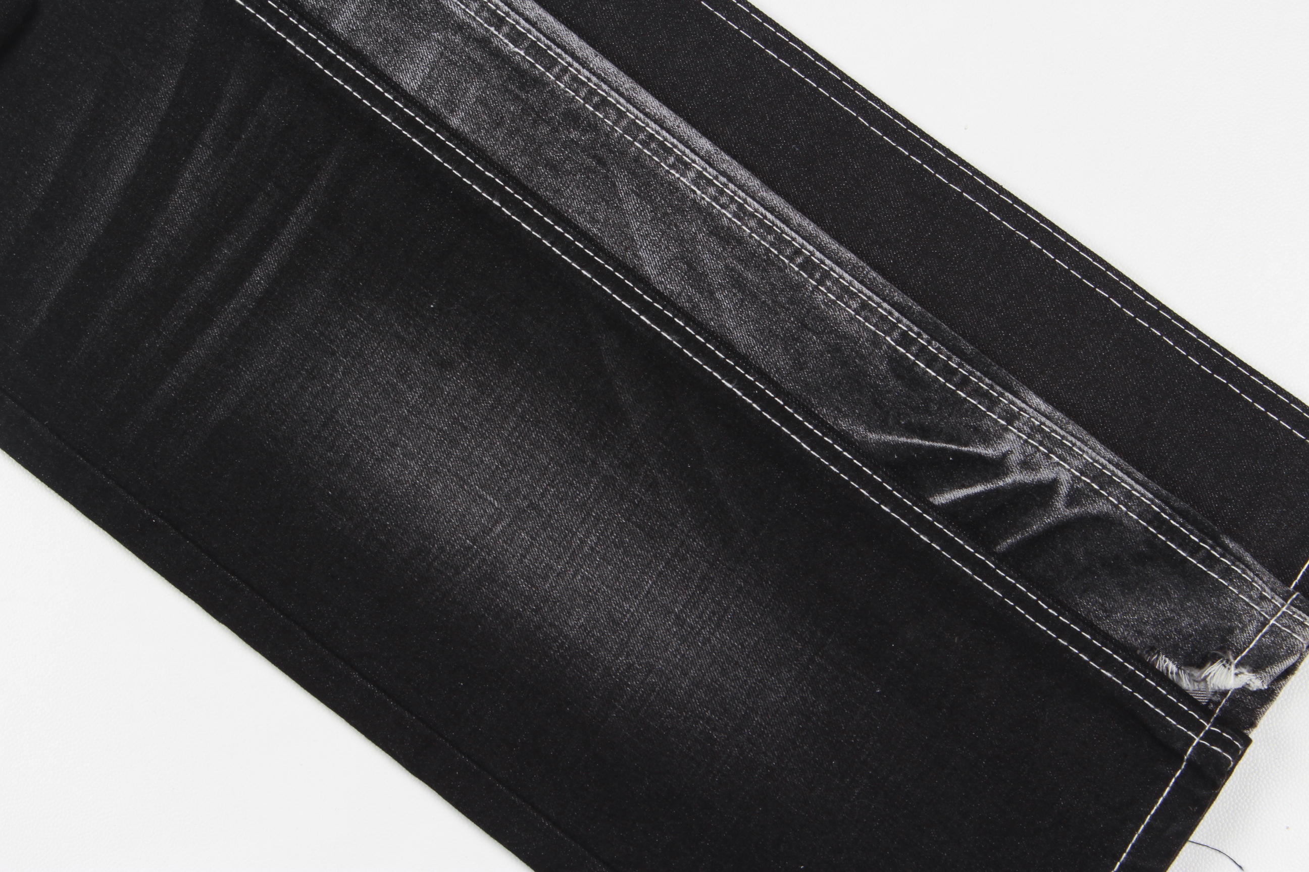 Supreme Quality Dark Black Slub Stretch Denim Fabric For Jeans