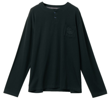 180gsm Polyester 65% Cotton 35% Black Long Sleeve Knitted Shirt