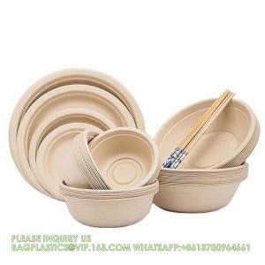 Wholesale 12oz 24oz 32 Oz Sugarcane Bagasse Biodegradable Disposable Compostable Round Paper Salad Soup Bowl With Lid Sugar Cane from china suppliers