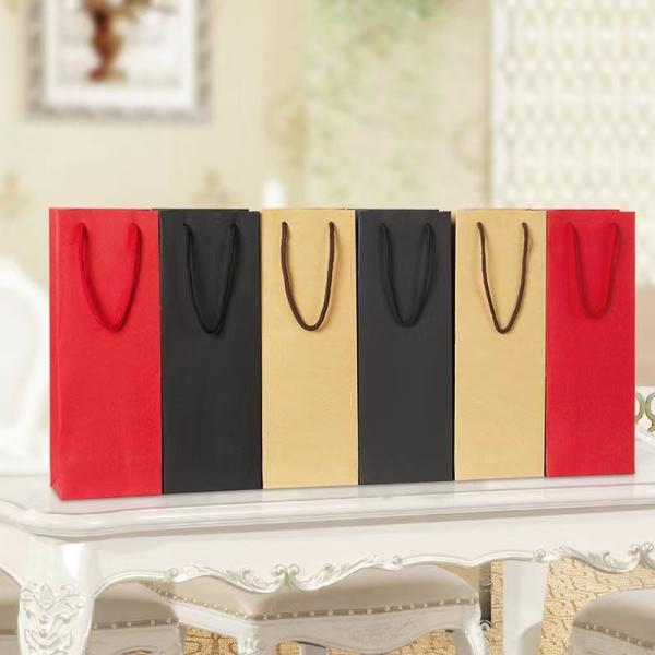 ISO SGS Nontoxic Wine Bottle Paper Bags CMYK Red Wine Paper Bag Wine Bottle Drawstringfabric Bag Packaging