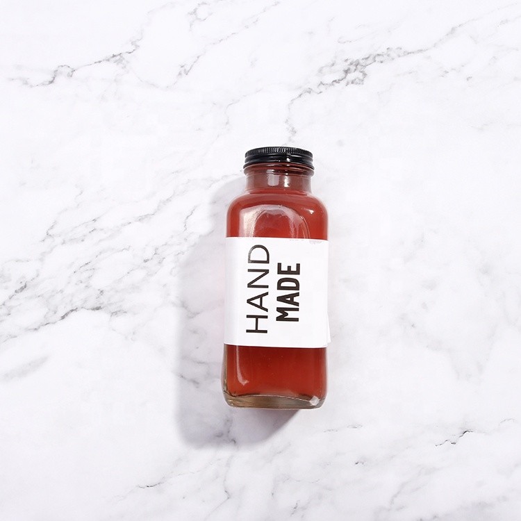 8oz 250ml Glass Drink Bottles Square Glass Bottle With Custom Printing