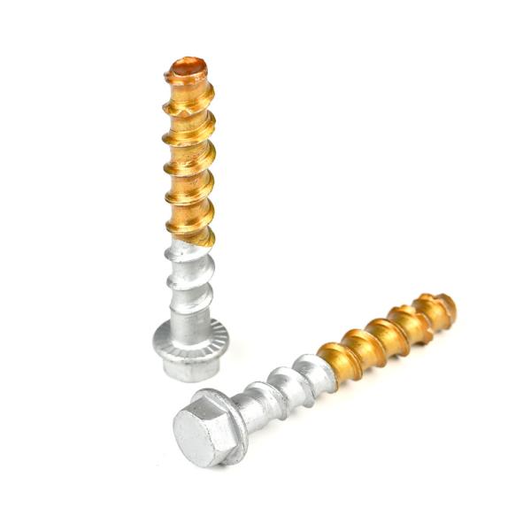 Flat Head Gold Baking Finish 3/8'' x4 Inch Bimetallic Bi Metal Concrete Screw
