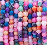 Rainbow Weathered Agate Loose Bead Strands Semi Precious Stone Matt Frosted