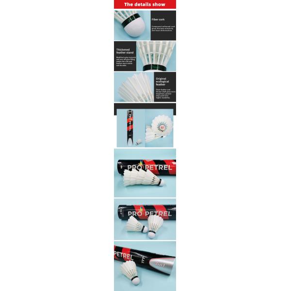 White Advanced Goose Feather Long Life Badminton Shuttlecock with Great Stability and Durability Defensive